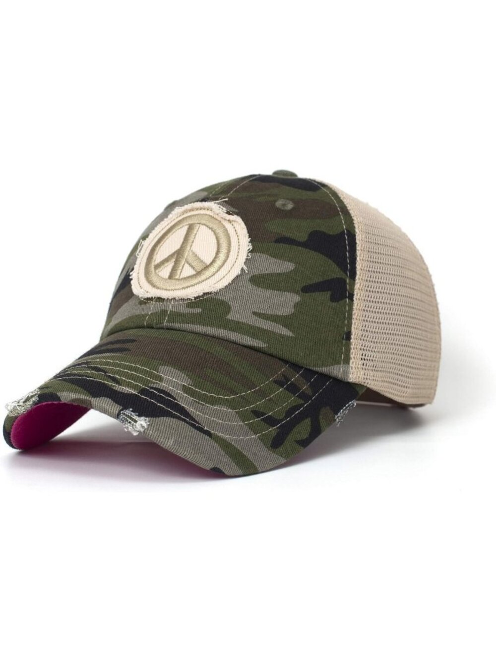 Stylish Women's Adjustable Snapback Trucker Hat, Pink Under Brim Baseball Cap